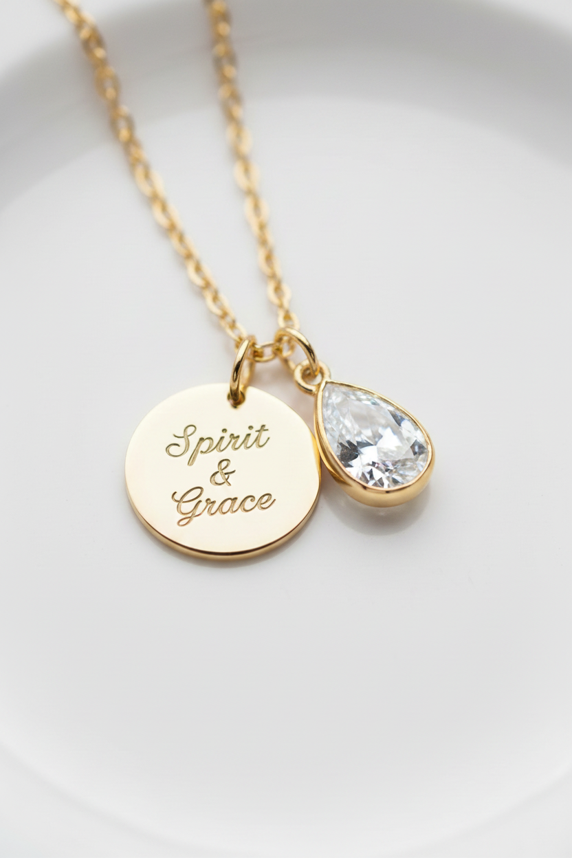Personalized necklace with diamond