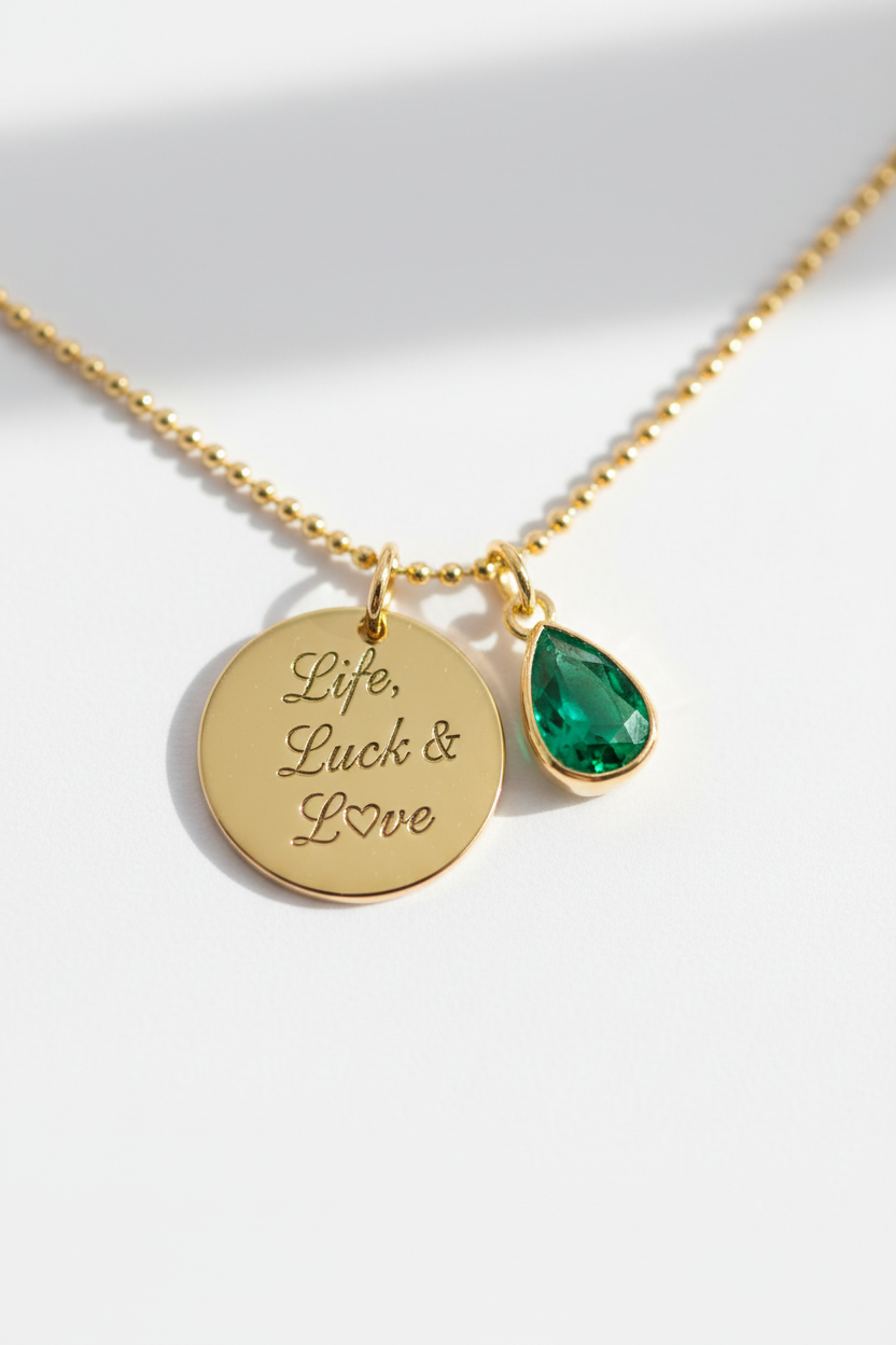 Personalized necklace with Life Luck Love engraving