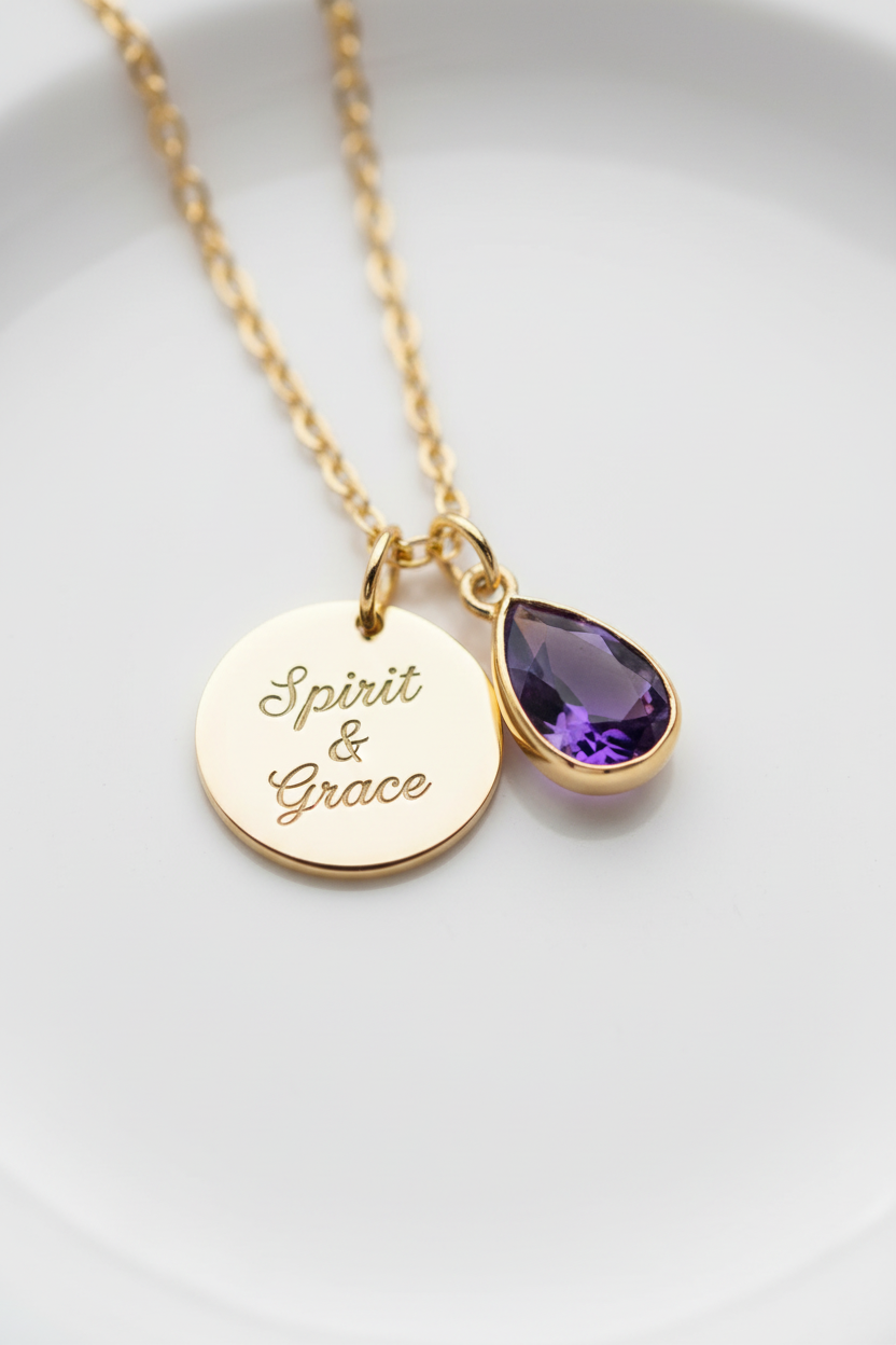 Personalized necklace with Spirit & Grace engraving