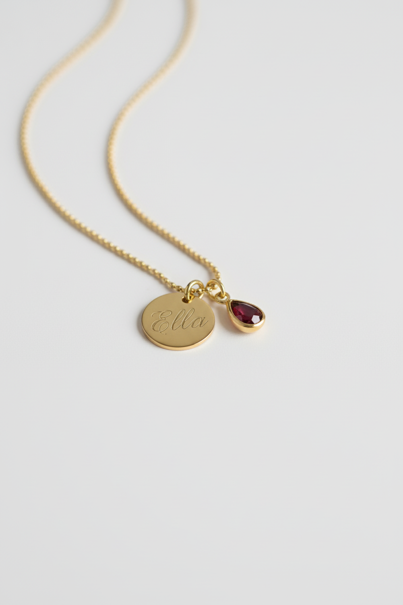 Personalized necklace with white background