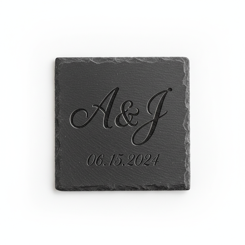 Square coaster with monogram initials