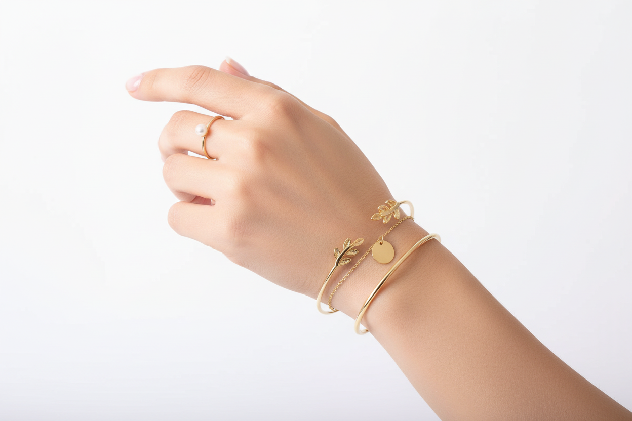 Stacked with other bracelets