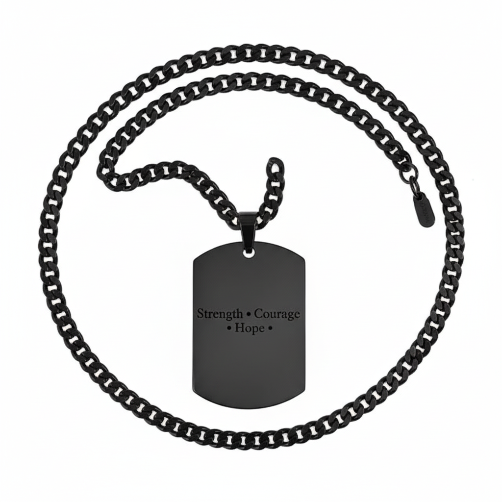 Strength Courage Hope engraved necklace