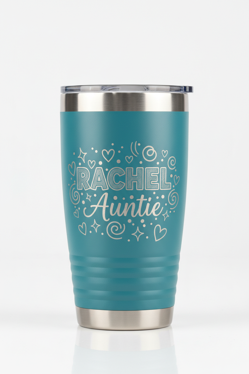 Teal auntie tumbler personalized