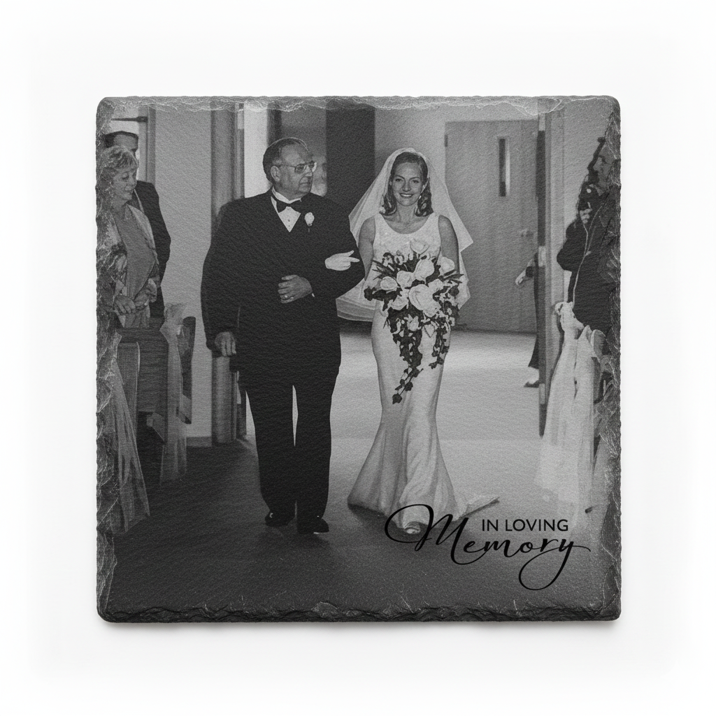 Custom Photo Engraved Slate Coasters - Preserve your memories