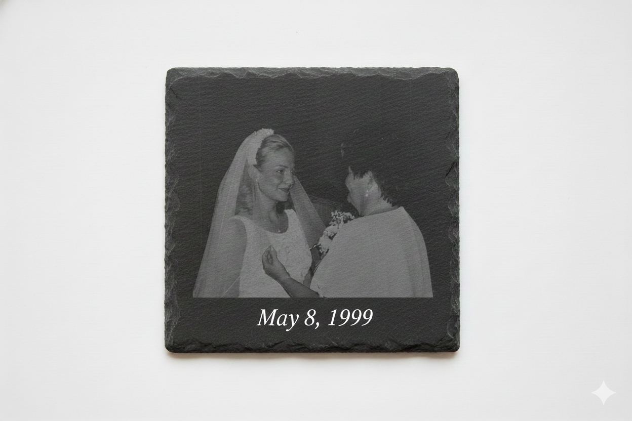 Custom Photo Engraved Slate Coasters - Preserve your memories